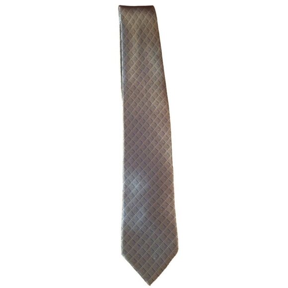 Alfani Mens All Silk Neck‎ Tie Italian Made Copper Tan Squares 3.5” x 59" Italy - Picture 2 of 8
